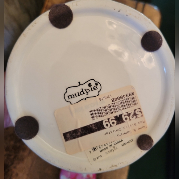 NWT 2016 mud pie large bistro canister with lid cute details - Picture 3 of 13